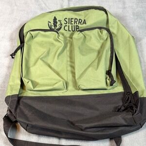 Sierra Club Backpack Olive Green Black Canvas Daypack Hiking Commuter Bag
